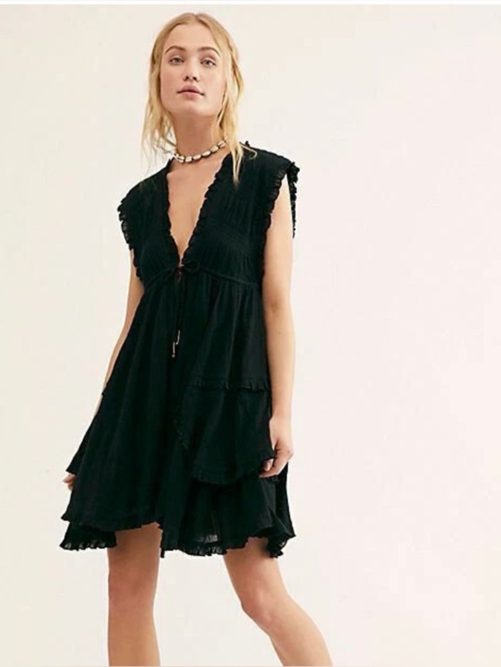 Free People Antoinette Mini Dress Black Sz S